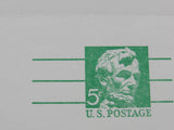 USPS Scott UY21 5c Mint Abraham Lincoln First Day of Issue Postal Reply Card -- Used