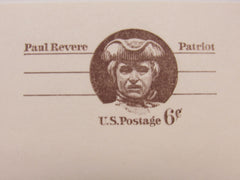 USPS Scott UX58 6c Paul Revere Patriot VG/F (Very Good/Fine) Postal Card -- New