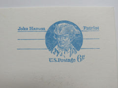 USPS Scott UX64 6c John Hanson Patriot VG/F (Very Good/Fine) Postal Card -- New