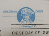 USPS Scott UX64 6c John Hanson Patriot Postal Card First Day of Issue -- New