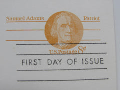 USPS Scott UX66 8c Samuel Adams Patriot Postal Card First Day of Issue -- New