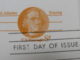 USPS Scott UY24 8c Samuel Adams Patriot Postal Reply Card First Day of Issue -- New