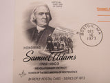 USPS Scott UY24 8c Samuel Adams Patriot Postal Reply Card First Day of Issue -- New