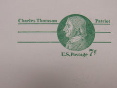 USPS Scott UX68 7c Charles Thomson Patriot VG/F (Very Good/Fine) Postal Card -- New