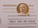 USPS Scott UX69 9c John Witherspoon Patriot Postal Card First Day of Issue -- New