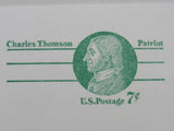 USPS Scott UY25 7c Charles Thomson Patriot Postal Reply Card First Day of Issue -- New