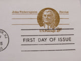 USPS Scott UY26 9c John Witherspoon Patriot Postal Reply Card First Day of Issue -- New