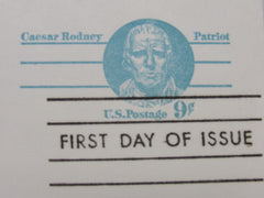 USPS Scott UX70 9c Caesar Rodney Patriot Postal Card First Day of Issue -- New