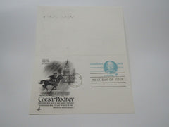 USPS Scott UY27 9c Caesar Rodney Patriot Postal Reply Card First Day of Issue -- New