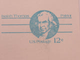 USPS Scott UY32 12c Isaiah Thomas Patriot Postal Reply Card Revolution Series -- New