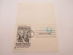 USPS Scott UY32 12c Isaiah Thomas Patriot Postal Reply Card First Day of Issue -- New