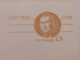 USPS Scott UY34 13c Robert Morris Patriot Postal Reply Card First Day of Issue -- New