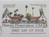 USPS Scott UX104 13c Dominguez Adobe Rancho San Pedro First Day of Issue -- New