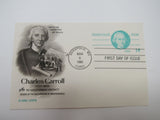 USPS Scott UX106 14c Charles Carroll Patriot Postal Card First Day of Issue -- New