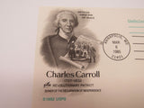 USPS Scott UX106 14c Charles Carroll Patriot Postal Card First Day of Issue -- New