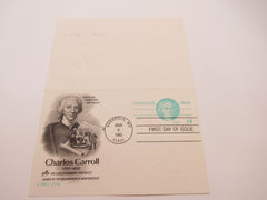 USPS Scott UY36 14c Charles Carroll Patriot Postal Reply Card First Day of Issue -- New