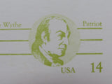 USPS Scott UX108 14c George Wythe Patriot VG/F (Very Good/Fine) Postal Card -- New