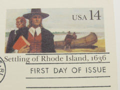 USPS Scott UX112 14c Settling of Rhode Island 1636 First Day of Issue -- New