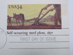 USPS Scott UX115 14c Self Scouring Steel Plow 1837 First Day of Issue -- New