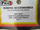 Pico 7 Way RV Blade Male Plug with 4 Way Flat Female 6597P -- New