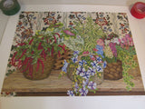 Print 53/80 Vintage Wicker Baskets Unframed Art 37in x 30in John Powell Flowers -- Used