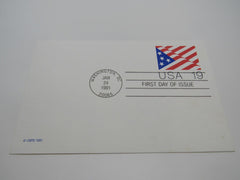 USPS UX153 19c Stylized Stars and Stripes US Flag First Day of Issue Postal Card -- New