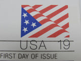 USPS UX153 19c Stylized Stars and Stripes US Flag First Day of Issue Postal Card -- New