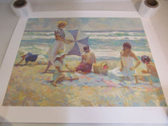 Vintage Frolicking At The Sea Unframed Art 162/350 38in x 31in Don Hatfield -- Used