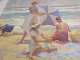 Vintage Frolicking At The Sea Unframed Art 162/350 38in x 31in Don Hatfield -- Used