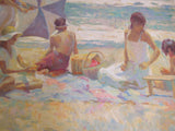 Vintage Frolicking At The Sea Unframed Art 162/350 38in x 31in Don Hatfield -- Used