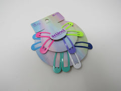 Scunci Hair Snap Clips 11 Pieces Pink Blue Purple White Green -- New