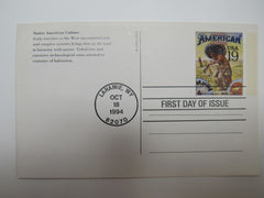 USPS Scott UX182 19c Native American Culture First Day of Issue Postal Card -- New