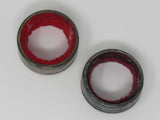 Handcrafted Set of 2 Napkin Holders Round Gray/Red Retro Metal Felt -- Used