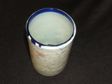 Handcrafted Water Glass 5in x 3in Blues/Whites Rustic Painted -- Used