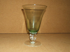 Designer Water Glass Short Stem 7in x 4in x 4in Green/Clear Classic -- Used