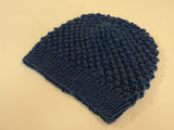 Handcrafted Slouchy Hat Ocean Blue Textured 100% Merino Wool Female Adult -- New No Tags